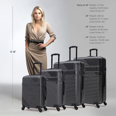 InUSA Resilience 4-Piece Hardside Spinner Luggage Set, TSA Checkpoint Friendly, Coal (IURESSMLXL-COA)