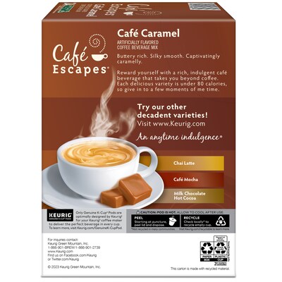 Cafe Escapes Caramel Coffee Keurig® K-Cup® Pods, Light Roast, 24/Box (GMT6813)