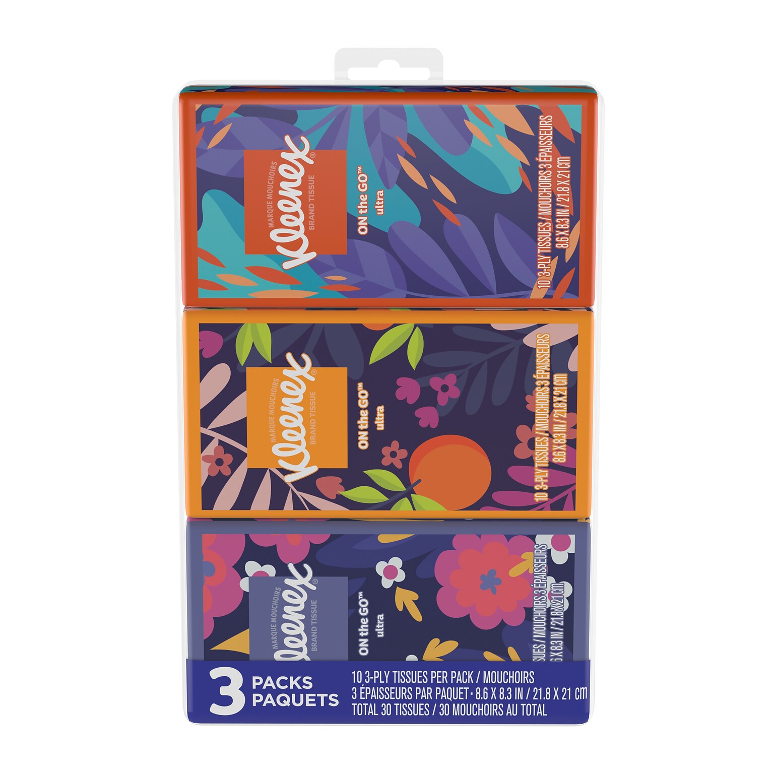 Kleenex Facial Tissue, 3-ply, 10 Tissues/Box, 3 Boxes/Pack (11976)