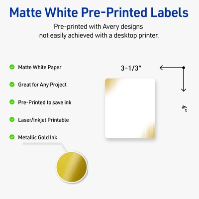 Avery Laser/Inkjet Rectangle Multipurpose Labels, 4 x 3-1/3, White, 40/Pack (S00EWD)