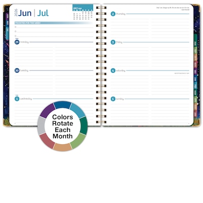 2026-2027 Excello Brands 8.5" x 11" Academic Weekly & Monthly Planner, Paperboard Cover, Black Tree Seasons (FSHN-AY26-8511-32)