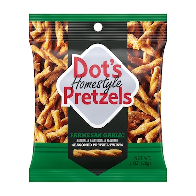 Dot's Parmesan Garlic Seasoned Pretzel Twists, 10 oz., 10 Bags/Box (DDP00103)
