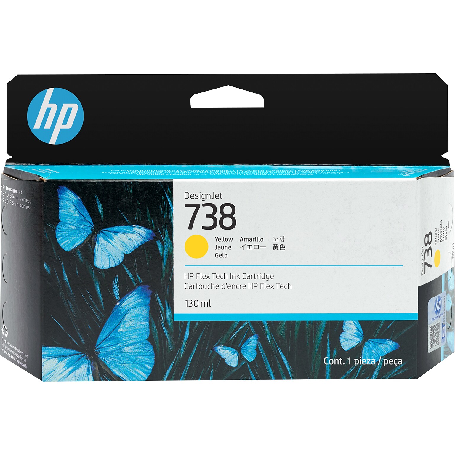 HP 738 Yellow Standard Yield Ink Cartridge (498N7A)