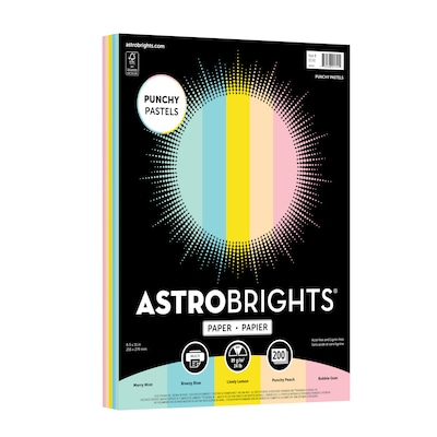 Astrobrights Punchy Pastels Colored Paper, 24 lbs., 8.5 x 11, Assorted Colors, 200 Sheets/Pack