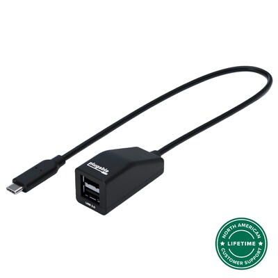 Plugable Universal USB-C to Dual USB-A 2.0 Splitter, Male to Female/Female, Black (USBC-2PORT)