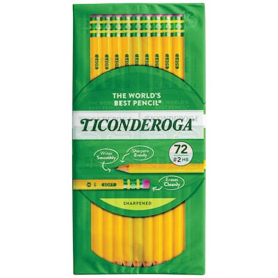 Ticonderoga Pre-Sharpened Wooden Pencil, 2.2mm, #2 Soft Lead, 72/Pack (X13972)