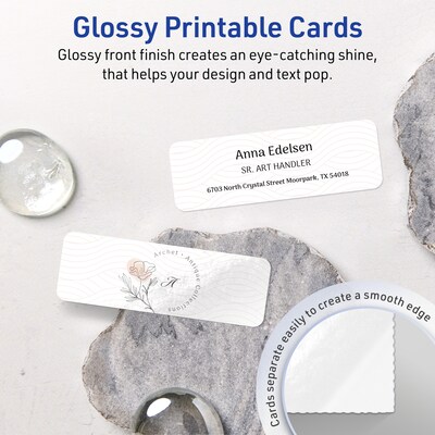 Avery Business Cards, 1 x 3, Glossy White, 800/Box (95284)