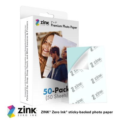 Zink 2" x 3" Premium Glossy Instant Photo Paper 50 Pack Compatible with Polaroid Snap, Snap Touch & More