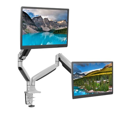 Mount-lt! Adjustable Dual Monitor Arm Mount, Up To 32, Silver (MI-1772)