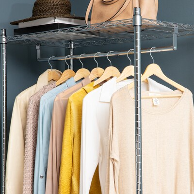 Mind Reader Metal Heavy Duty Rolling Garment Rack with Adjustable Bar, 73.75" x 17.75" x 35.5", Silver (ROLLRACK-SIL)