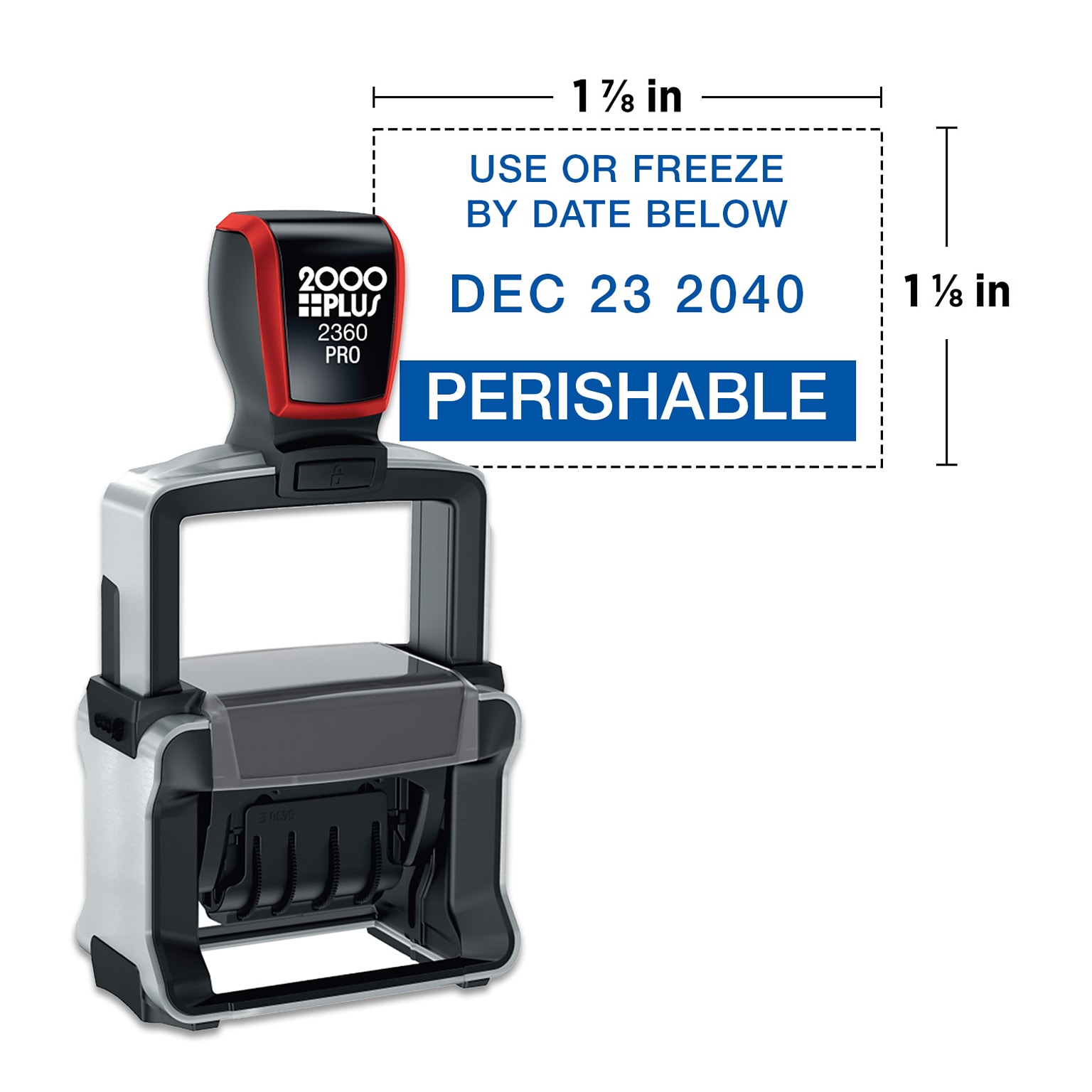 Custom 2000 Plus® Self Inking 2360 Heavy Duty Metal Dater, 1.13 x 1.69