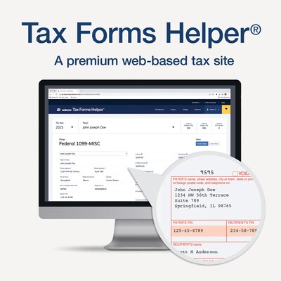 Adams 2025 1099-MISC Tax Forms Kit, 4-Part,  2-Up, A, 1, B & 2, 12/Pack (STAX512MISC-25)