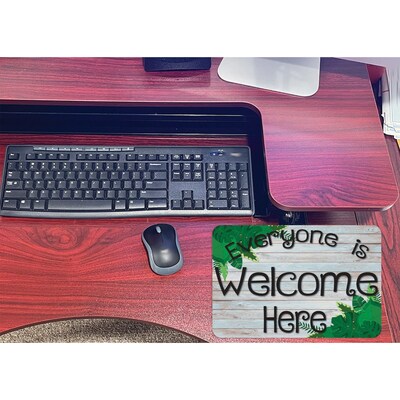 Ashley Smart Poly Computer Mouse Pad, 8" x 10", Everyone is Welcome Here, Beech Wood, Greenery, 6/Pack (ASH12510-6)