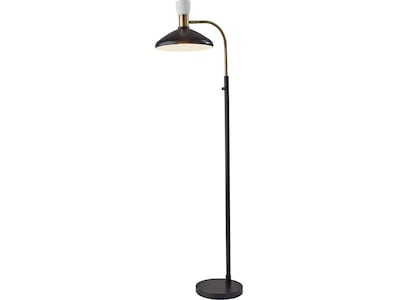 Adesso Patrick 61 Matte Black/Antique Brass Floor Lamp with Cone Shade (3759-01)