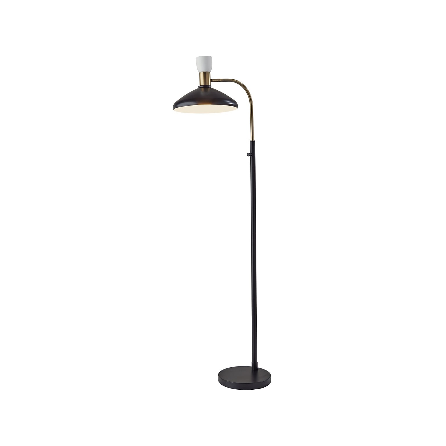 Adesso Patrick 61 Matte Black/Antique Brass Floor Lamp with Cone Shade (3759-01)