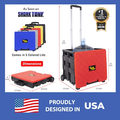 Dbest Original Quik Cart Collapsible Rolling Crate, Red (01-681MB)