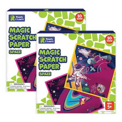 Ready 2 Learn Magic Scratch Paper, Space, 8.25 x 8.25, Multicolored, 10 Boards/Pack, 2 Packs/Bundle (CE-10154-2)