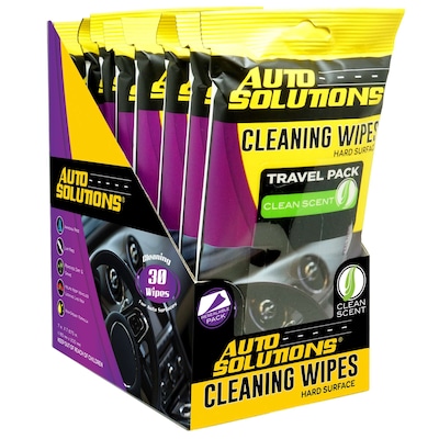 Auto Solutions Cleaning Wipes, Yellow & Purple, 30 Wipes/Pack, 8 Packs/Box, 4 Boxes/Carton (15715)