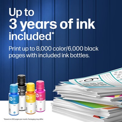 HP Smart Tank 7603 Wireless All-in-One Supertank Printer, Up to 3 Years of Ink Included (D34F7A)