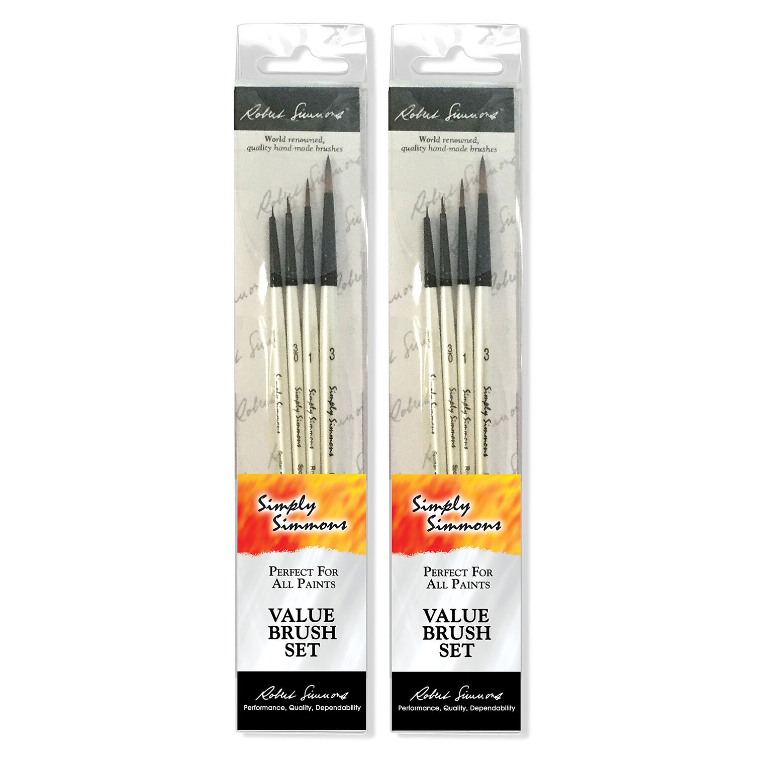 Daler-Rowney Simply Simmons Dot the Eyes Mixed Media Synthetic Brushes, 4/Set, 2 Sets/Bundle (DRWD255400007-2)