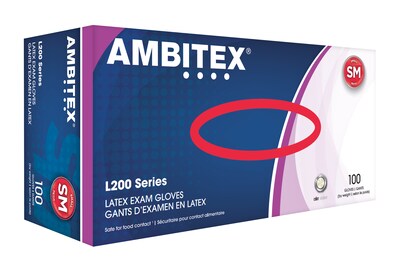 Ambitex L200 Series Powder Free Cream Latex Gloves, Small, 100/Box (LSM200)