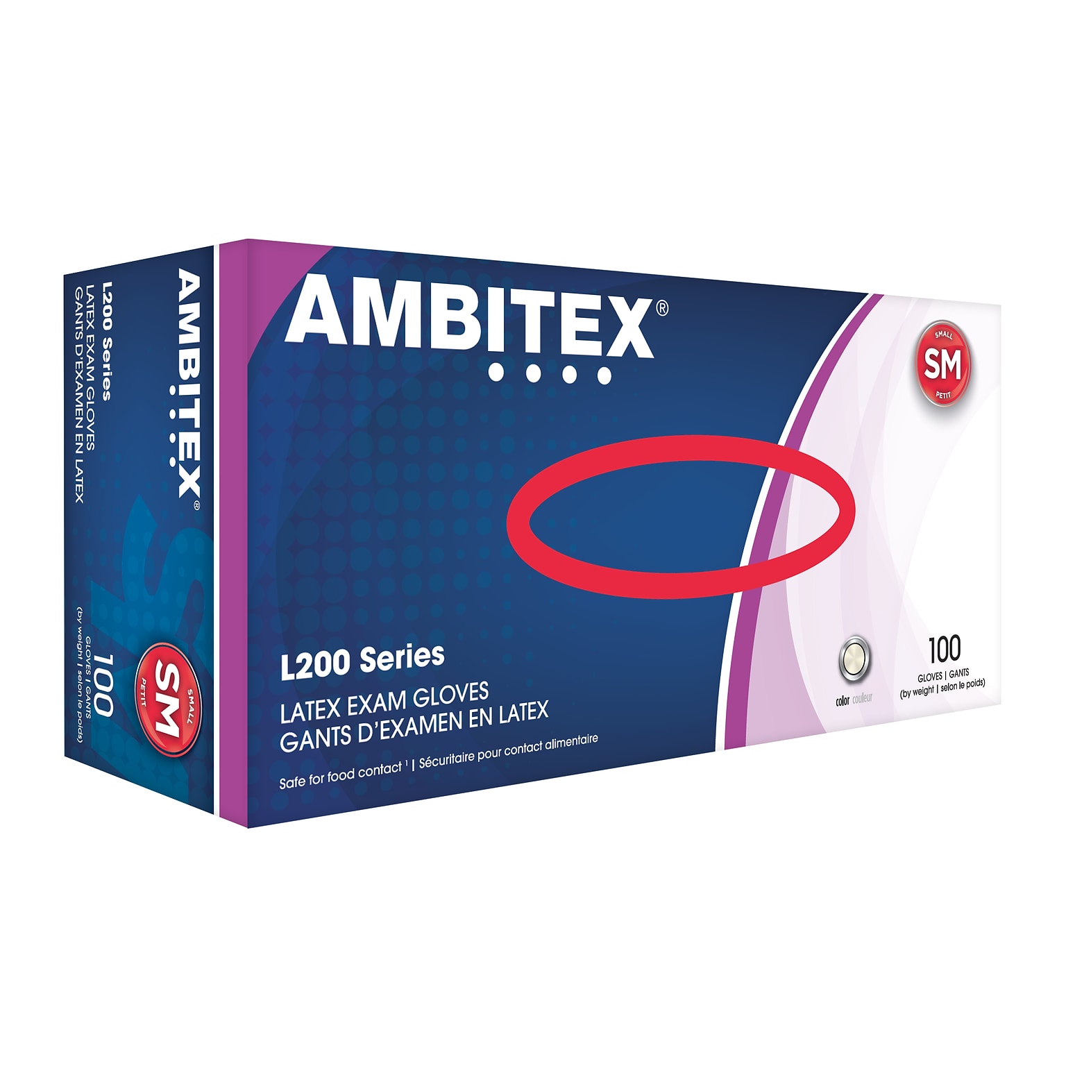 Ambitex L200 Series Powder Free Cream Latex Gloves, Small, 100/Box (LSM200)