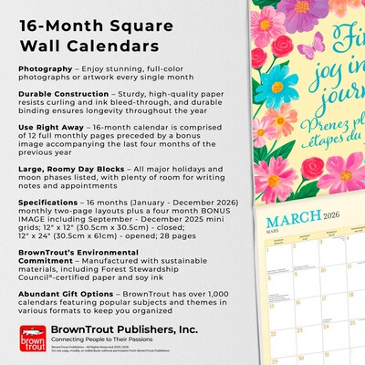 2026 BrownTrout Bonnie Marcus 12" x 12" Monthly Wall Calendar (9798330707294)