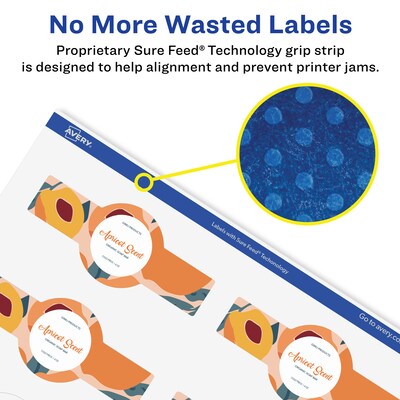Avery Laser/Inkjet Decorative Edge Waterproof Multipurpose Labels, 3.5"  x 1.5", White, 250/Pack (94122)