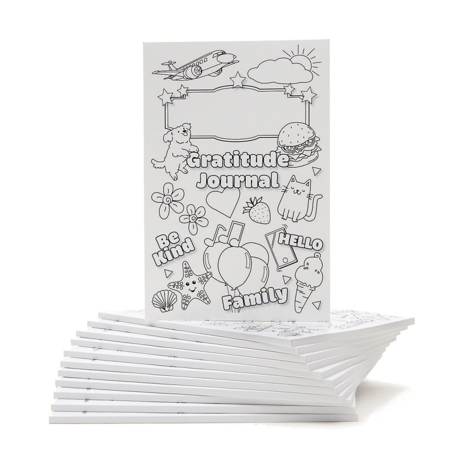 S&S Color-Your-Own Gratitude Guided Journal, 6 x 9, White, 100 Pages, 12/Pack (PE224612)