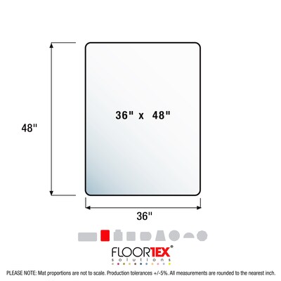 Floortex Cleartex Polypropylene Carpet Chair Mat, Rectangular, 36" x 48", White (FC113648LEC)