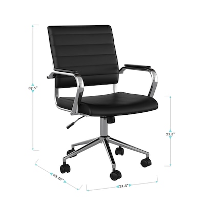 Martha Stewart Piper Faux Leather Swivel Executive Chair, Black/Polished Nickel (CH2209212BK)