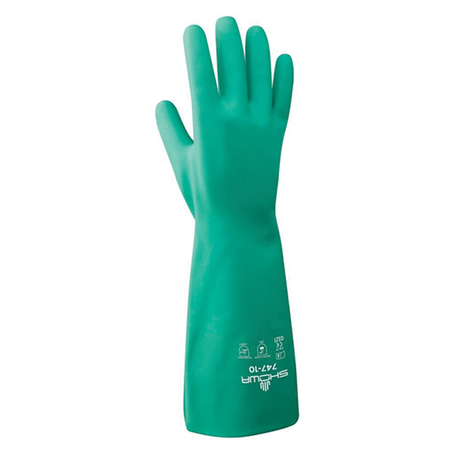 Showa 747 Chemical Resistant Nitrile Work Gloves, Large, Green, Dozen (747-09)