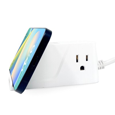 RAYOVAC 3-Outlet 3-USB Port Wireless Charging Station Surge Protector, 5-ft., 540 Joules, White (SS-P313A)