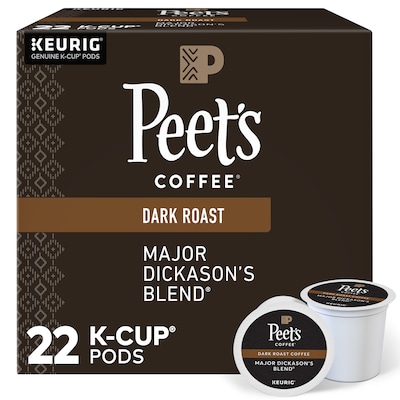 Peets Coffee Major Dickasons Blend Coffee, Dark Roast, 0.47 oz. Keurig® K-Cup® Pods, 22/Box (6547)