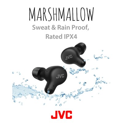 JVC Marshmallow True Wireless Earbuds, Bluetooth, Black (HAA18TB)