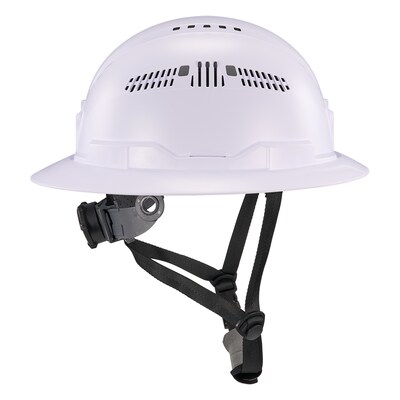 Ergodyne Skullerz 8964 PC-ABS Type II, Class C, 6-point Ratchet Suspension Full Brim Safety Helmet, White (60560)
