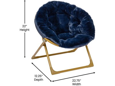 Flash Furniture Gwen Faux Fur Kids' Folding Saucer Chair, Navy (FV-FMC-030-NV-SGD-GG)