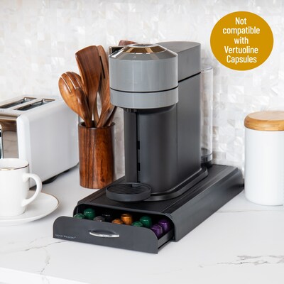 Mind Reader Plastic Nespresso Capsule Storage Drawer, 50 Pod Capacity, Black (NESTRY4PC-BLK)
