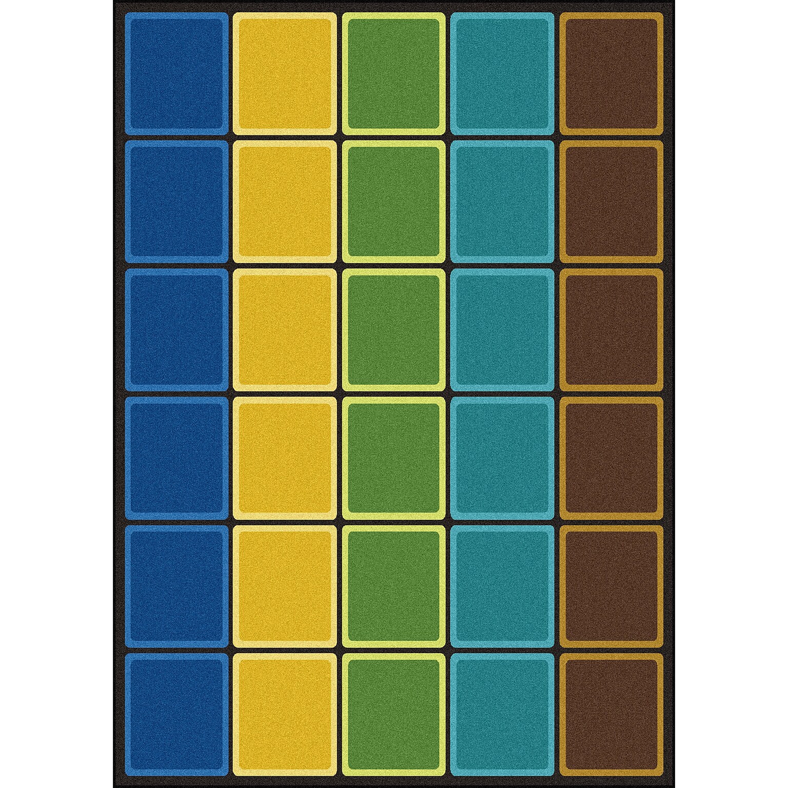 Joy Carpets Blocks Abound Nylon 78 x 109 Machine Tufted Rug, Earthtone (1709D-03)