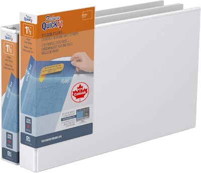 Davis Group QuickFit Heavy Duty 1 1/2 3-Ring Standard Binders, D-Ring, White, 2/Pack (94020-02)