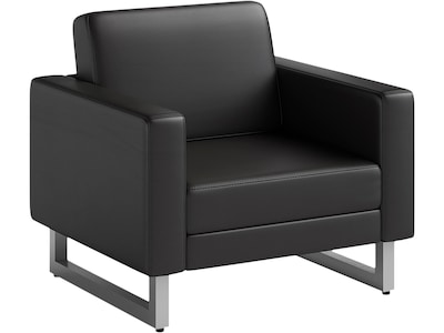 Safco Mirella Vinyl Lounge Chair, Black/Silver (1732MRL2SLVBL)