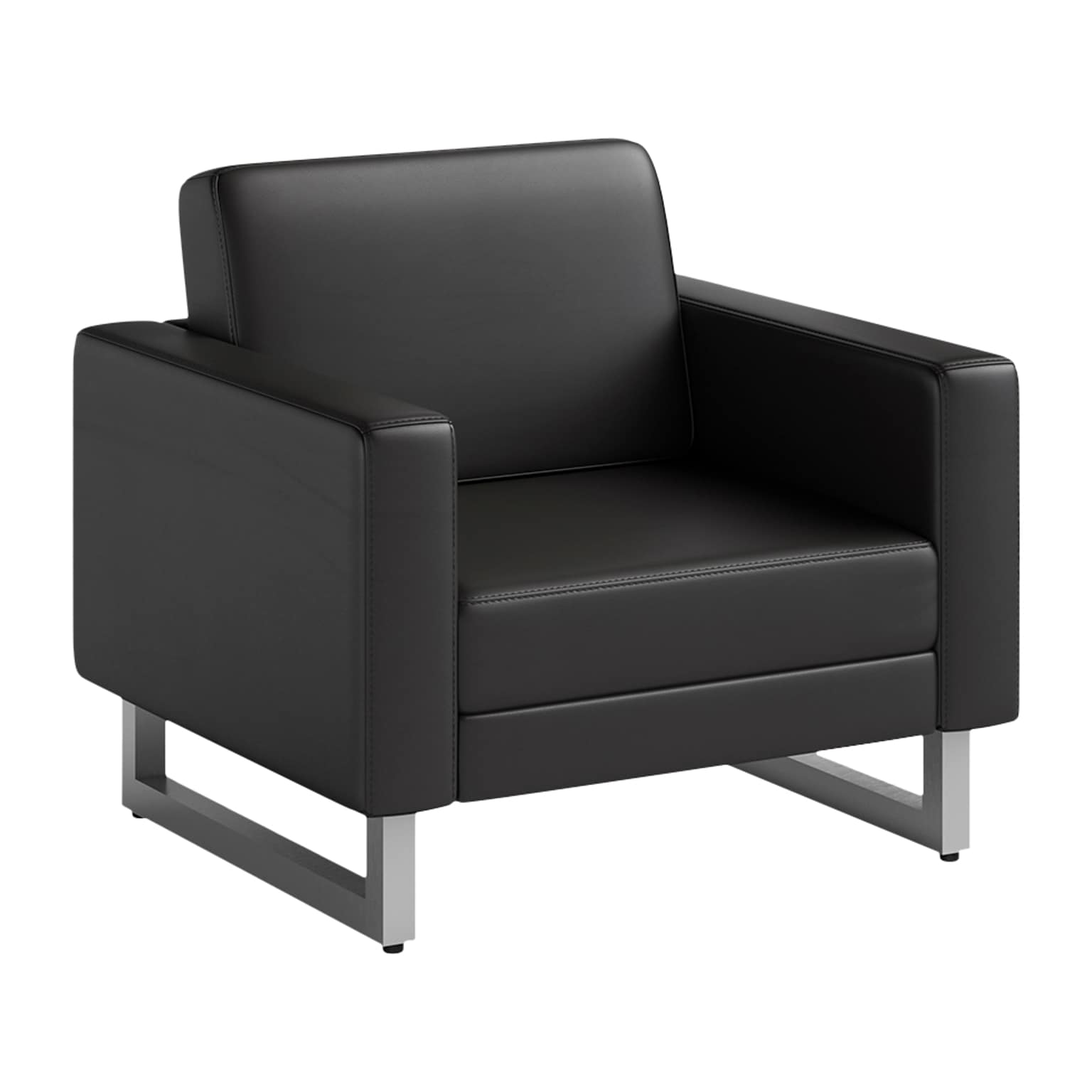 Safco Mirella Vinyl Lounge Chair, Black/Silver (1732MRL2SLVBL)