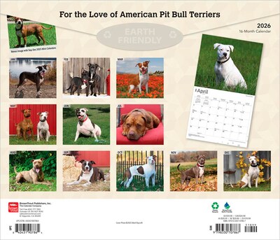 2026 BrownTrout American Pit Bull Terriers 14 x 12 Monthly Wall Calendar (9798330707867)