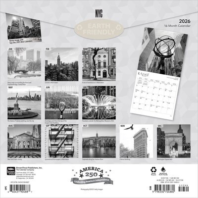 2026 BrownTrout New York City Black & White 12 x 12 Monthly Wall Calendar (9798330704880)