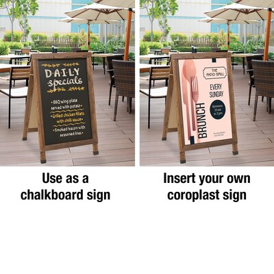 Excello Global Products 24x36 Chalkboard Coroplast Combo A-Frame, Brown (EGP-HD-0533-BN)