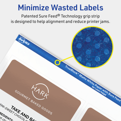 Avery TrueBlock Laser/Inkjet Square Multipurpose Labels, 4" x 4", White, 400/Box (94100)