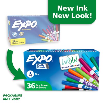 Expo Dry Erase Markers, Fine Tip, Assorted Colors, 36/Pack (2138424)