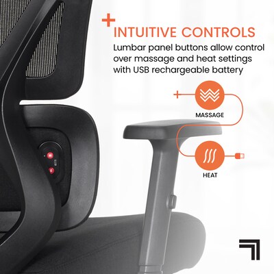 Sharper Image S-850 Heated Ergonomic Mesh Swivel Executive Massage Chair, Black (60106-BLK)