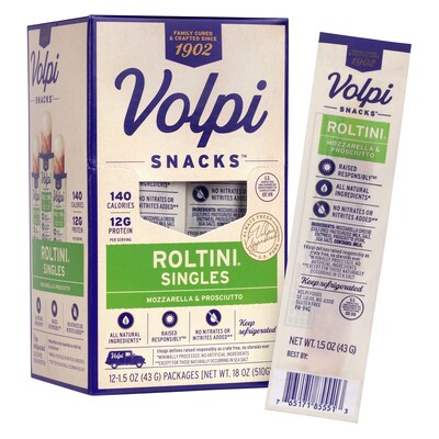 Volpi Roltini Singles, Prosciutto & Mozzarella, 1.5 oz, 24/Pack (220-02484)