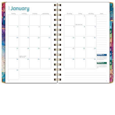 2027 Excello Brands 6" x 8" Weekly & Monthly Standard Planner, Paperboard Cover, Rainbow Gold Marble (FSHN-CY27-58-36)